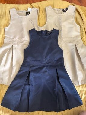 Beverly Hills Polo Club Navy and Cream Sleeveless Pleated Uniform Dresses